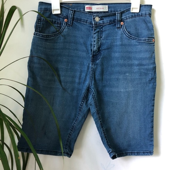 LEVI’s 511 Women’s Mid Wash Blue Denim Jeans Bermuda Shorts Whiskering Size 29 - Picture 3 of 14